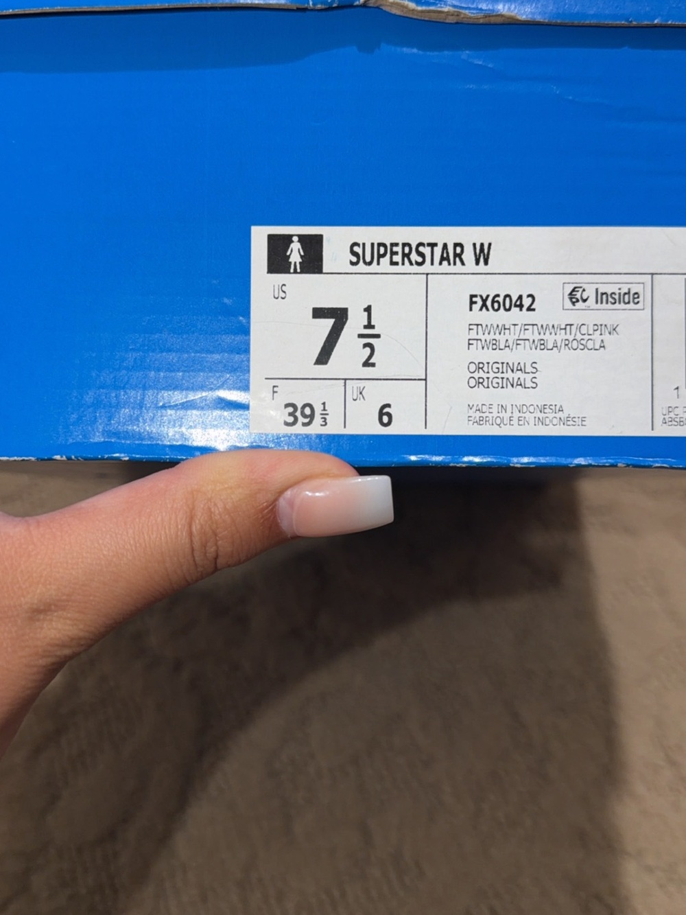 adidas Superstar W Box Label in Blue and White - Picture 2 of 2